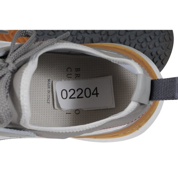 Brunello Cucinelli Panelled Lace Up Sneakers US 10.5 EU 43.5 White Gray Trainer - Picture 11 of 11
